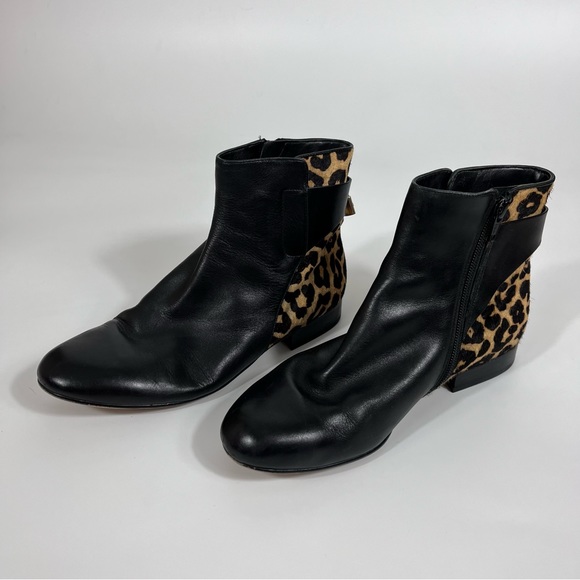 Michael Kors Black Leather Boots with Leopard Calf Hair - Picture 5 of 6